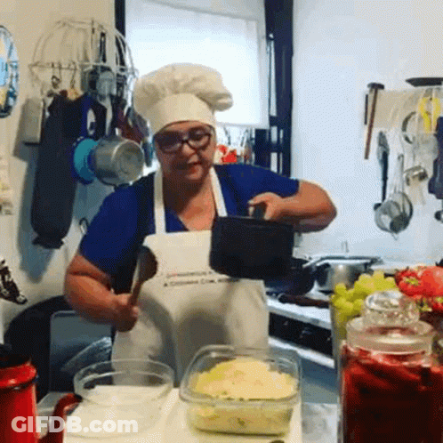 Woman In Chef Hat And Apron Cooking GIF