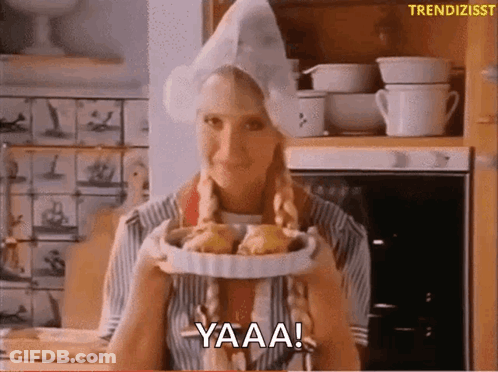 Woman In Chef Hat Holding Plate Saying Yaaaa GIF