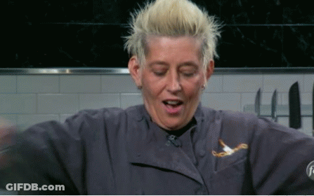 Woman In Chef Uniform With Fox Logo On Sleeve GIF