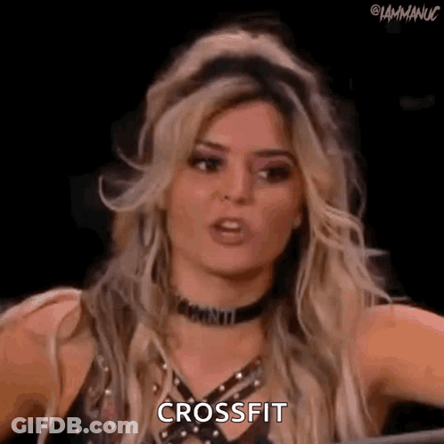 Woman In Choker And Black Top Saying Crossfit GIF