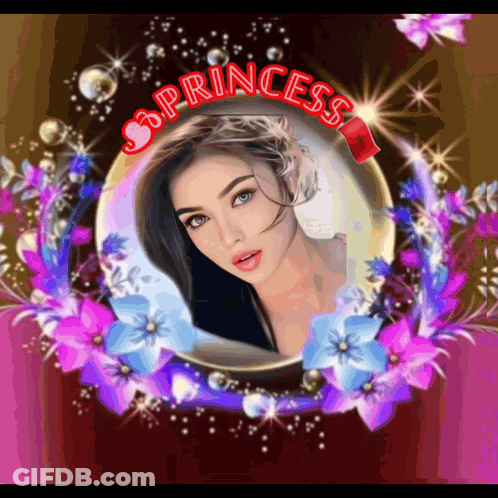Woman In Circle With Flowers Princess GIF