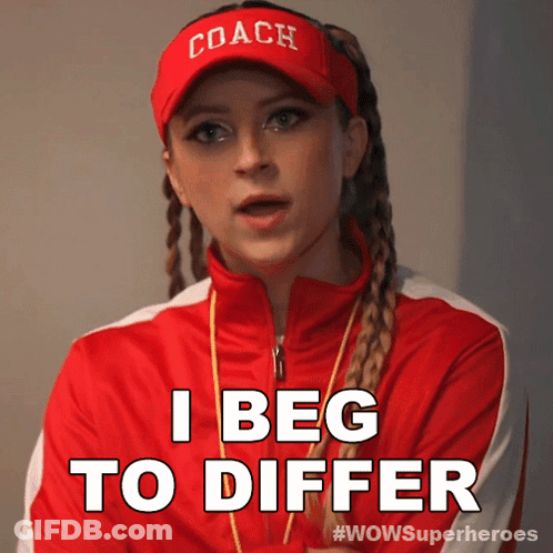 Woman In Coach Hat And Red Jacket Says I Beg To Differ GIF
