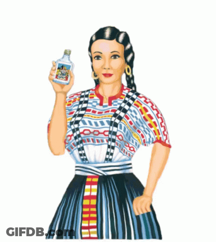 Woman In Colorful Dress Holding Tequila GIF