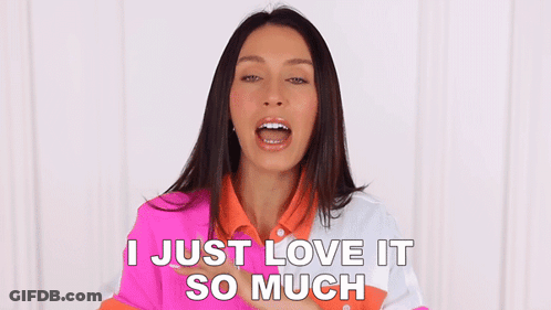 Woman In Colorful Shirt Saying I Love It GIF