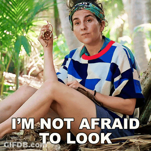 Woman In Colorful Shirt Saying I'm Not Afraid GIF