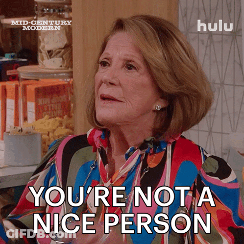 Woman In Colorful Shirt Says You're Not A Nice Person GIF