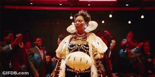 Woman In Costume Dancing In Front Of Crowd GIF