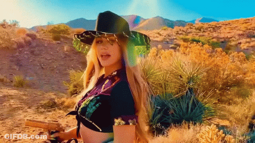 Woman In Cowboy Hat Holding Gun GIF