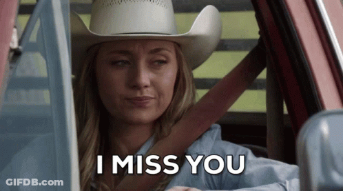 Woman In Cowboy Hat Saying I Miss You In Car GIF