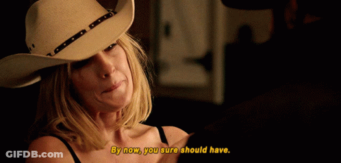 Woman In Cowboy Hat Talking Saying By Now You Sure Should Have GIF