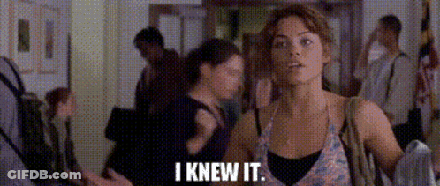 Woman In Crowded Hallway Saying I Knew It GIF