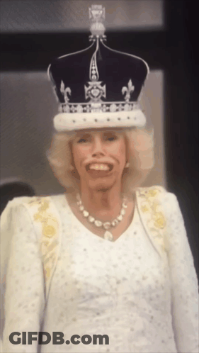 Woman In Crown And White Dress Smiling GIF