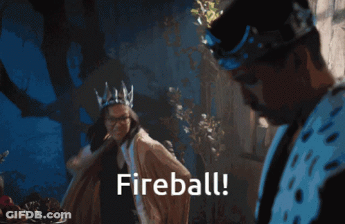 Woman In Crown Held By Man Saying Fireball GIF