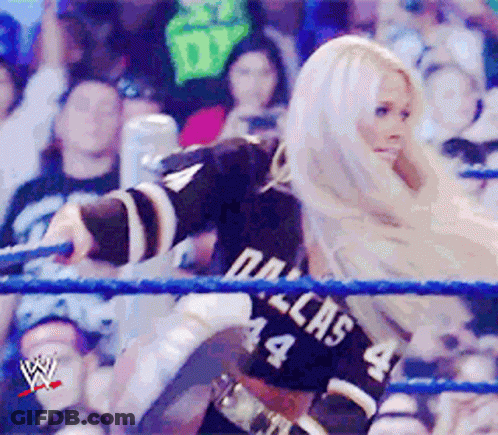 Woman In Dallas 44 Jersey Wrestling Ring Holding Rope GIF