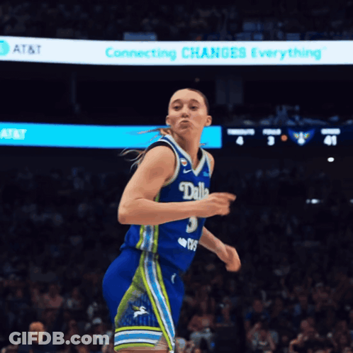 Woman In Dallas Jersey Running On Court GIF