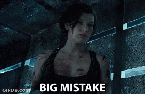 Woman In Dark Room Saying Big Mistake GIF
