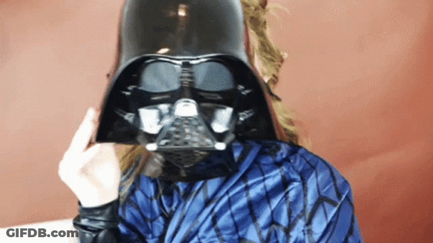 Woman In Darth Vader Mask GIF