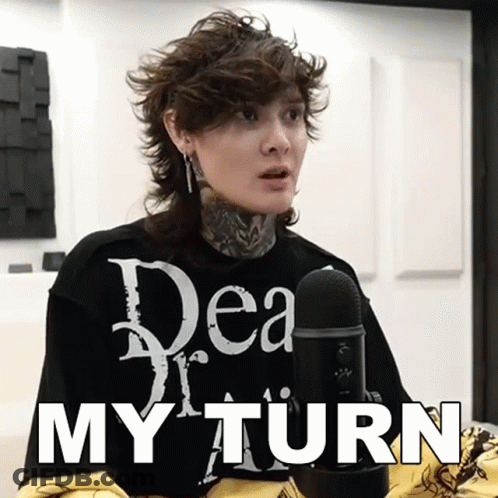 Woman In DEA Shirt Saying My Turn At Mic GIF