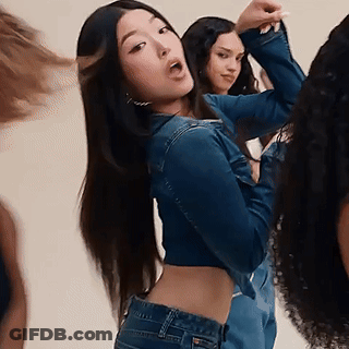 Woman In Denim Jacket Dancing GIF
