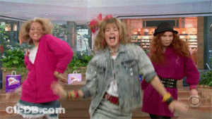 Woman In Denim Jacket Dancing With Two Girls GIF