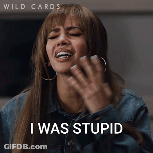 Woman In Denim Jacket Making Funny Face Saying I Was Stupid GIF