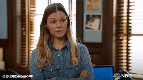 Woman In Denim Shirt Arms Crossed Hashtag Chicagopd GIF