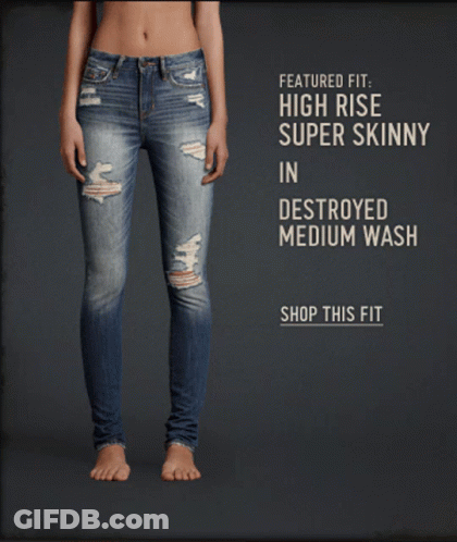 Woman In Destroyed Light Wash Skinny Jeans GIF