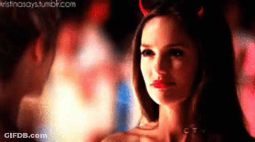Woman In Devil Costume Looking At Man GIF