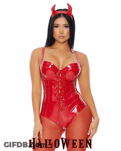 Woman In Devil Costume Taking The Risk GIF