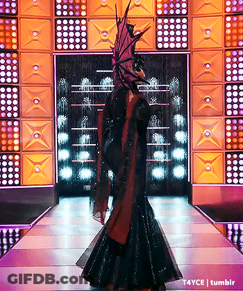 Woman In Dragon Costume Walking Runway GIF