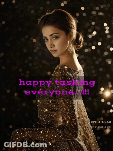 Woman In Dress With Happy Tasking Everyone GIF