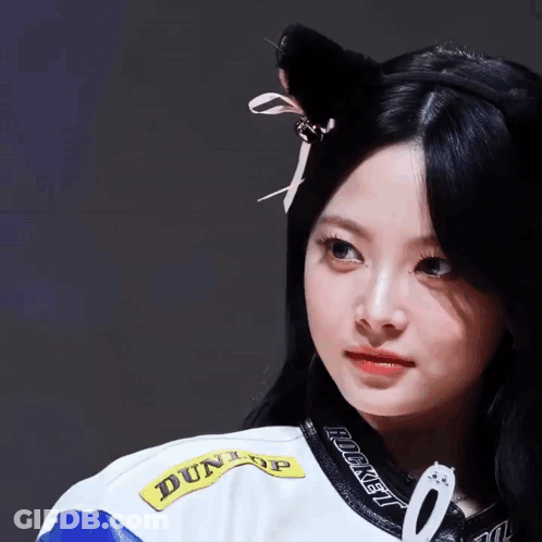 Woman In Dunlop Jacket With Cat Ear GIF