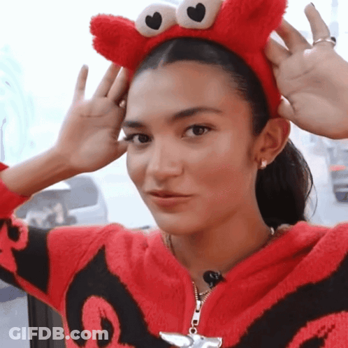 Woman In Elmo Headband GIF