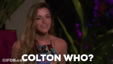 Woman In Floral Dress Asking Colton Who GIF