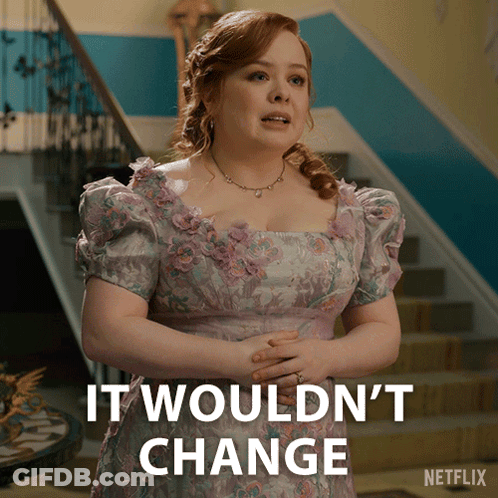 Woman In Floral Dress Says It Wouldn't Change GIF