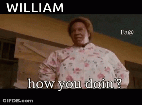 Woman In Floral Shirt Asking William How You Doin GIF