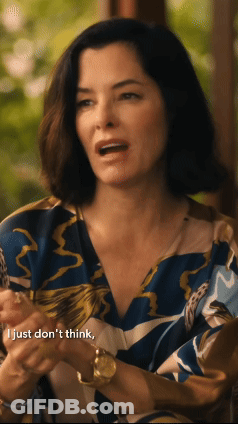 Woman In Floral Shirt Saying Just Don't Think GIF
