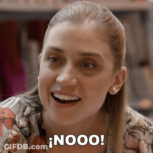 Woman In Floral Shirt Saying Nooo GIF