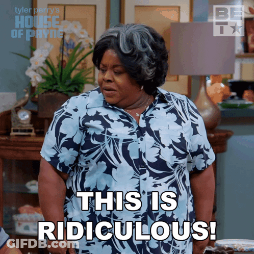 Woman In Floral Shirt Says This Is Ridiculous GIF