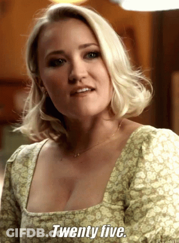 Woman In Floral Top Saying Twenty Five GIF