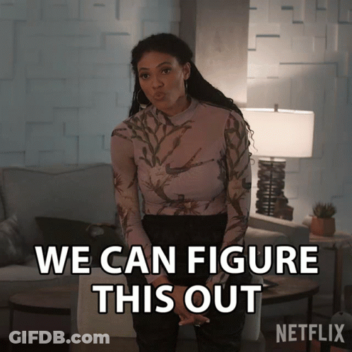 Woman In Floral Top Says We Can Figure This Out GIF