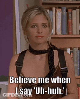 Woman In Front Of Bookshelf Says Believe Me When I Say Uh Huh GIF