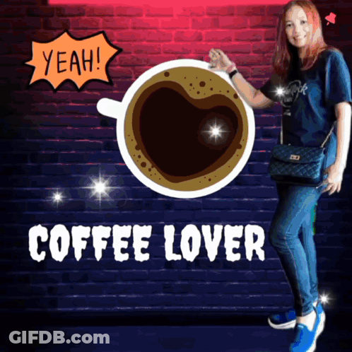Woman In Front Of Brick Wall Coffee Lover GIF
