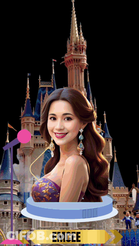 Woman In Front Of Castle Emcee GIF
