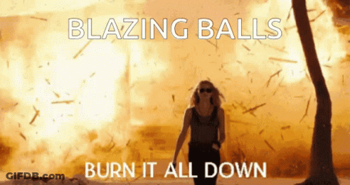 Woman In Front Of Explosion Blazing Balls Burn It All Down GIF
