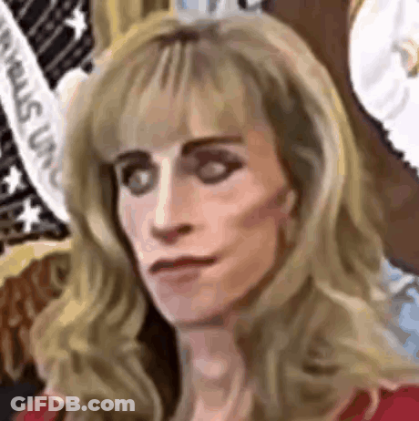 Woman In Front Of Flag GIF