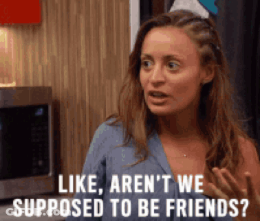 Woman In Front Of Microwave Saying Aren't We Supposed To Be Friends GIF