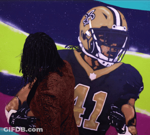 Woman In Front Of New Orleans Saints Painting GIF