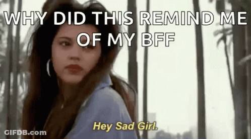 Woman In Front Of Palm Trees Says Why Did This Remind Me Of My BFF GIF