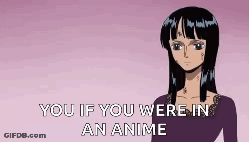 Woman In Front Of Pink Background Saying You If You Were In An Anime GIF